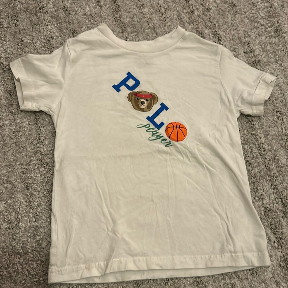 Boys Polo Ralph Lauren Bear 🐻 PLAYER BASKETBALL 🏀 TEE